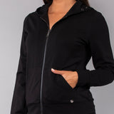 Felpa con zip cappuccio e borchie - NERO - MA51