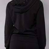 Felpa con zip cappuccio e borchie - NERO - MA51