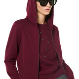 Felpa con zip cappuccio e borchie - BORDEAUX - MA51