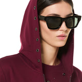 Felpa con zip cappuccio e borchie - BORDEAUX - MA51