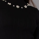 Maglia manica corta con strass - NERO - PI53