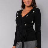 Cardigan con strass - NERO - PI70
