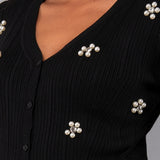 Cardigan con strass - NERO - PI70