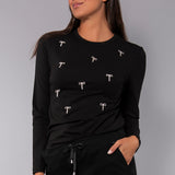 Maglia con strass fiocco - NERO - RG04