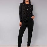 Maglia con strass fiocco - NERO - RG04
