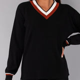 Maglia scollo a V viscosa - NERO - SO53