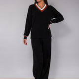 Maglia scollo a V viscosa - NERO - SO53