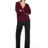 Maglia scollo a V viscosa - BORDEAUX - SO53