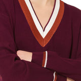Maglia scollo a V viscosa - BORDEAUX - SO53