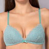 Reggiseno triangolo imbottito in pizzo Macramè - SALVIA - MA21