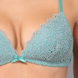 Reggiseno triangolo imbottito in pizzo Macramè - SALVIA - MA21