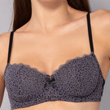 Reggiseno francese con ferretto in pizzo Macramè - NERO - MA22