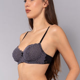 Reggiseno francese con ferretto in pizzo Macramè - NERO - MA22