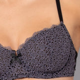 Reggiseno francese con ferretto in pizzo Macramè - NERO - MA22