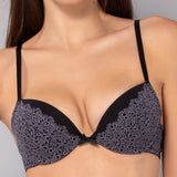 Reggiseno push-up con ferretto in pizzo Macramè - NERO - MA24