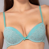 Reggiseno push-up con ferretto in pizzo Macramè - SALVIA - MA24