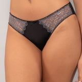 Slip in microfibra e pizzo Macramé - NERO - MA31