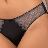 Slip in microfibra e pizzo Macramé - NERO - MA31