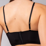 Bustier con coppe imbottite in pizzo Macramè - NERO - MA40