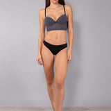 Bustier con coppe imbottite in pizzo Macramè - NERO - MA40