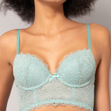Bustier con coppe imbottite in pizzo Macramè - SALVIA - MA40