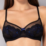Reggiseno francese con ferretto in tulle ricamato - NERO - OF22