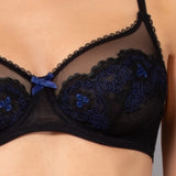 Reggiseno francese con ferretto in tulle ricamato - NERO - OF22