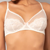 Reggiseno francese con ferretto in tulle ricamato - MILK - OF22