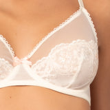 Reggiseno francese con ferretto in tulle ricamato - MILK - OF22