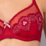 Reggiseno francese con ferretto in tulle ricamato - CILIEGIA - OF22