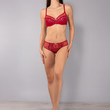 Reggiseno francese con ferretto in tulle ricamato - CILIEGIA - OF22