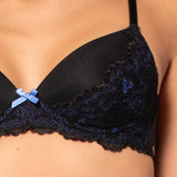 Reggiseno con coppe graduate in tulle ricamato - NERO - OF23