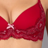 Reggiseno con coppe graduate in tulle ricamato - CILIEGIA - OF23