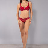 Reggiseno con coppe graduate in tulle ricamato - CILIEGIA - OF23