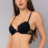 Reggiseno push-up con ferretto in tulle ricamato - NERO - OF24