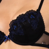 Reggiseno push-up con ferretto in tulle ricamato - NERO - OF24