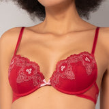 Reggiseno push-up con ferretto in tulle ricamato - CILIEGIA - OF24