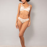 Slip in tulle ricamato - MILK - OF31