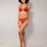 Brasiliana in tulle ricamato - CILIEGIA - OF35