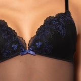 Body con coppe imbottite in tulle ricamato - NERO - OF43