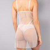 Babydoll in tulle ricamato - MILK - OF80