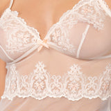 Babydoll in tulle ricamato - MILK - OF80