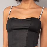 Bustier non imbottito con spalline gioiello - VARIANTE UNICA - H - VARIANTE UNICA - SK40 B