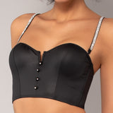 Bustier con coppe imbottite e spalline gioiello - VARIANTE UNICA - H - VARIANTE UNICA - SK41 B