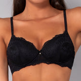 Reggiseno con coppe graduate in pizzo - NERO - VI23