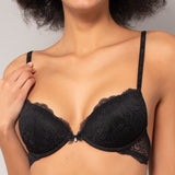 Reggiseno push-up con ferretto in pizzo - NERO - VI24