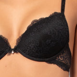 Reggiseno push-up con ferretto in pizzo - NERO - VI24