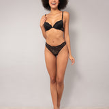 Reggiseno push-up con ferretto in pizzo - NERO - VI24