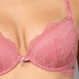 Reggiseno push-up con ferretto in pizzo - ROSA ANTICO - VI24
