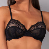 Reggiseno francese con ferretto in pizzo - NERO - VI29